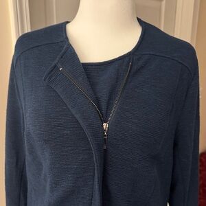 Torrid Dark Blue Asymmetrical Zip Jacket